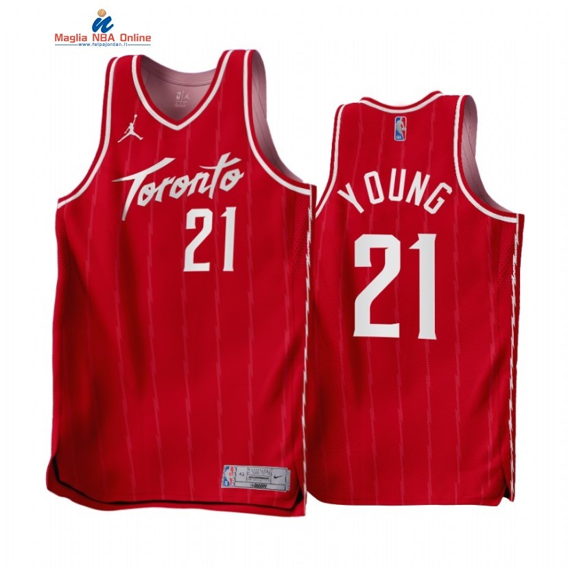 Maglia NBA Earned Edition Toronto Raptors #21 Thaddeus Young Rosso 2022-23 Acquista