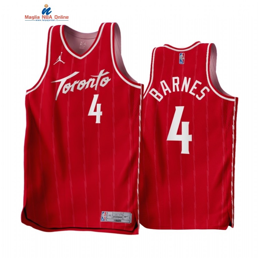 Maglia NBA Earned Edition Toronto Raptors #4 Scottie Barnes Rosso 2022-23 Acquista