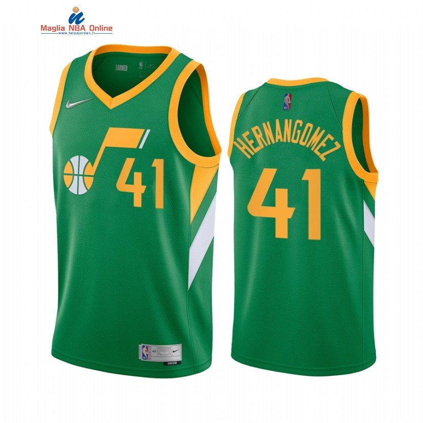 Maglia NBA Earned Edition Utah Jazz #41 Juan Hernangomez Verde 2022 Acquista