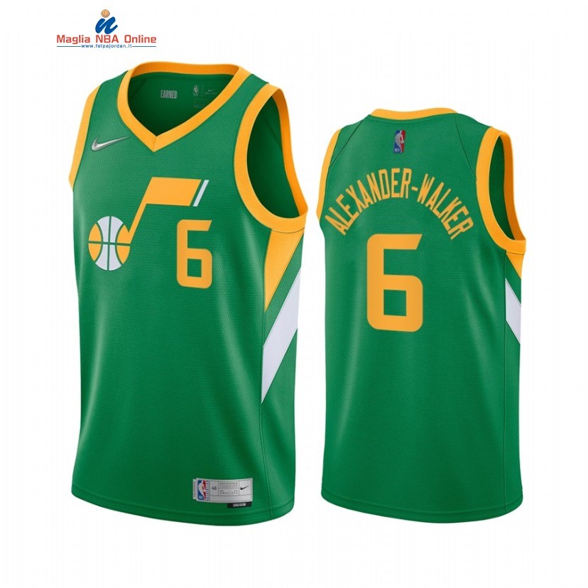 Maglia NBA Earned Edition Utah Jazz #6 Nickeil Alexander Walker Verde 2022 Acquista