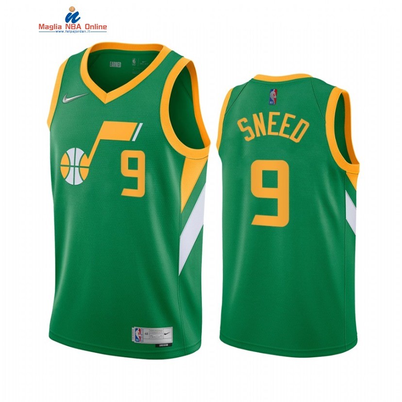 Maglia NBA Earned Edition Utah Jazz #9 Xavier Sneed Verde 2022 Acquista