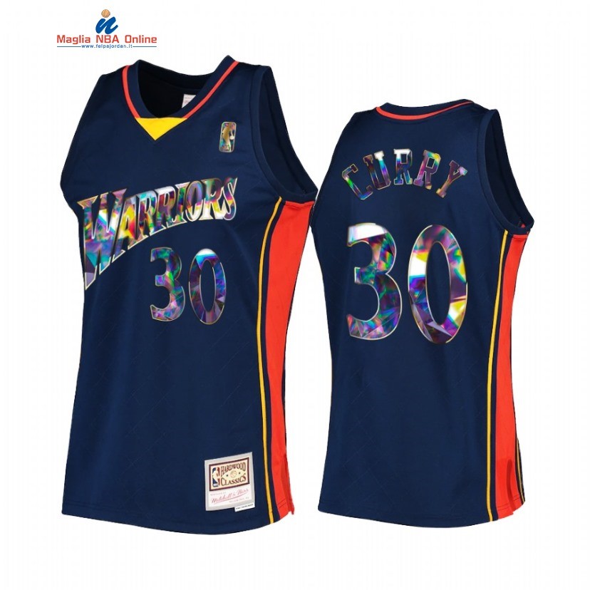 Maglia NBA Golden State Warriors #30 Stephen Curry 75th Anniversario Marino Hardwood Classics 2022 Acquista
