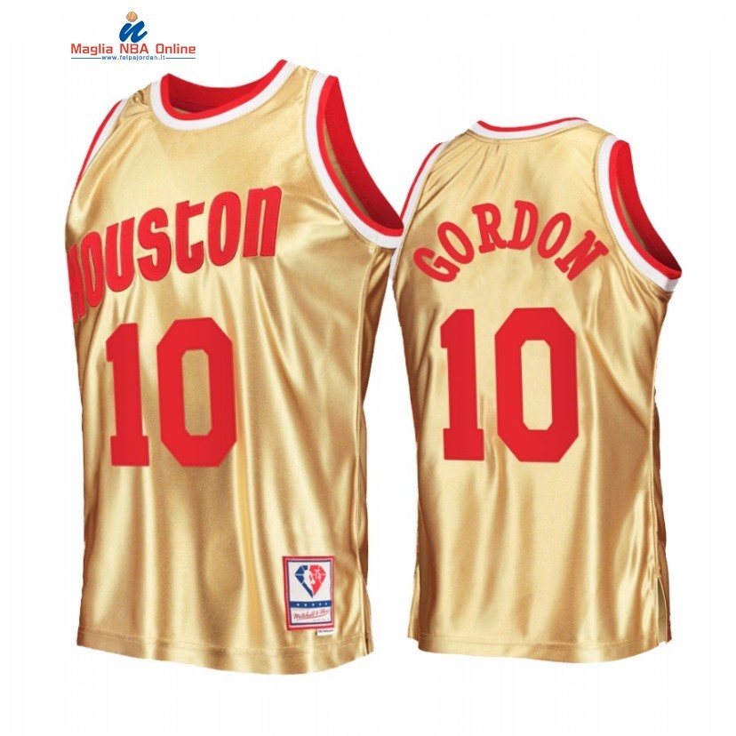 Maglia NBA Houston Rockets #10 Eric Gordon 75th Anniversario Oro Hardwood Classics 2022 Acquista