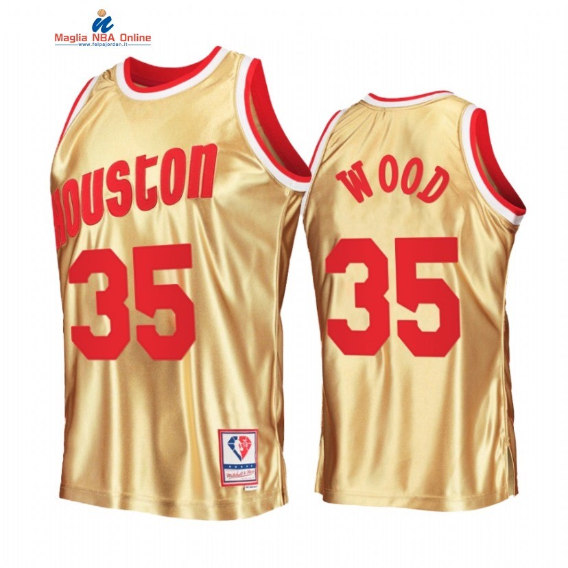 Maglia NBA Houston Rockets #35 Christian Wood 75th Anniversario Oro Hardwood Classics 2022 Acquista