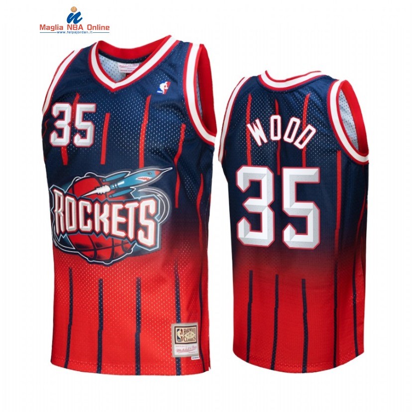 Maglia NBA Houston Rockets #35 Christian Wood Fadeaway Rosso Marino Hardwood Classics 2022 Acquista