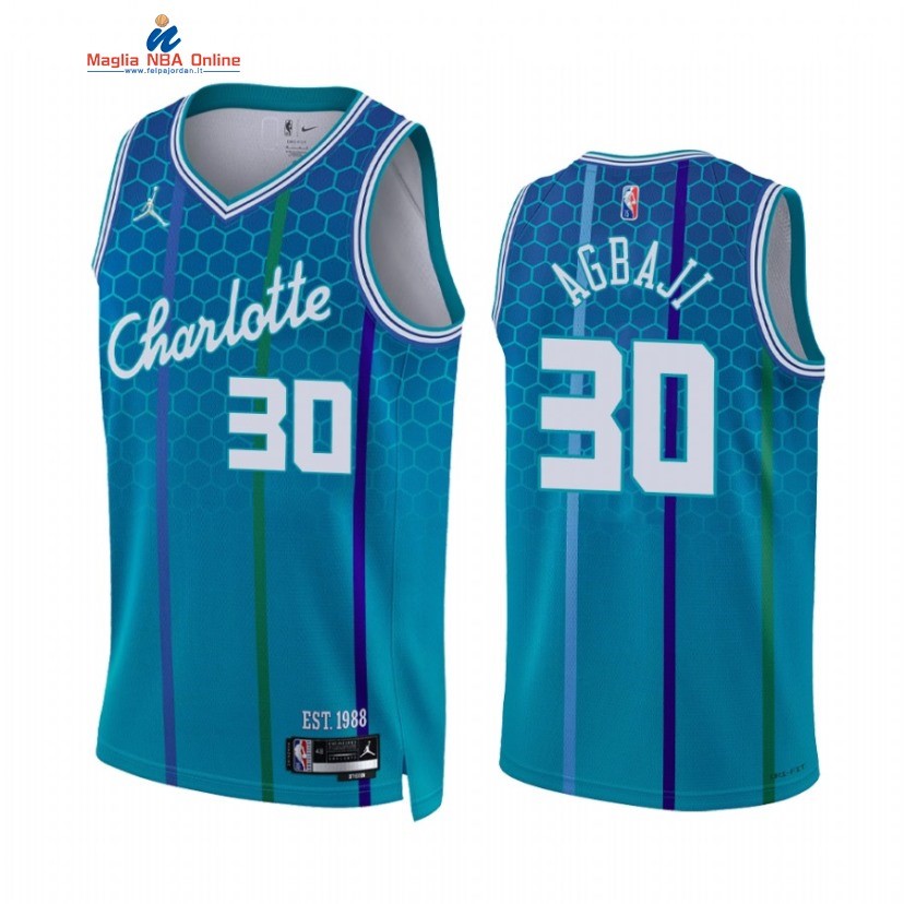 Maglia NBA Jordan Charlotte Hornets #30 Ochai Agbaji 75th Città Blu 2022 Acquista