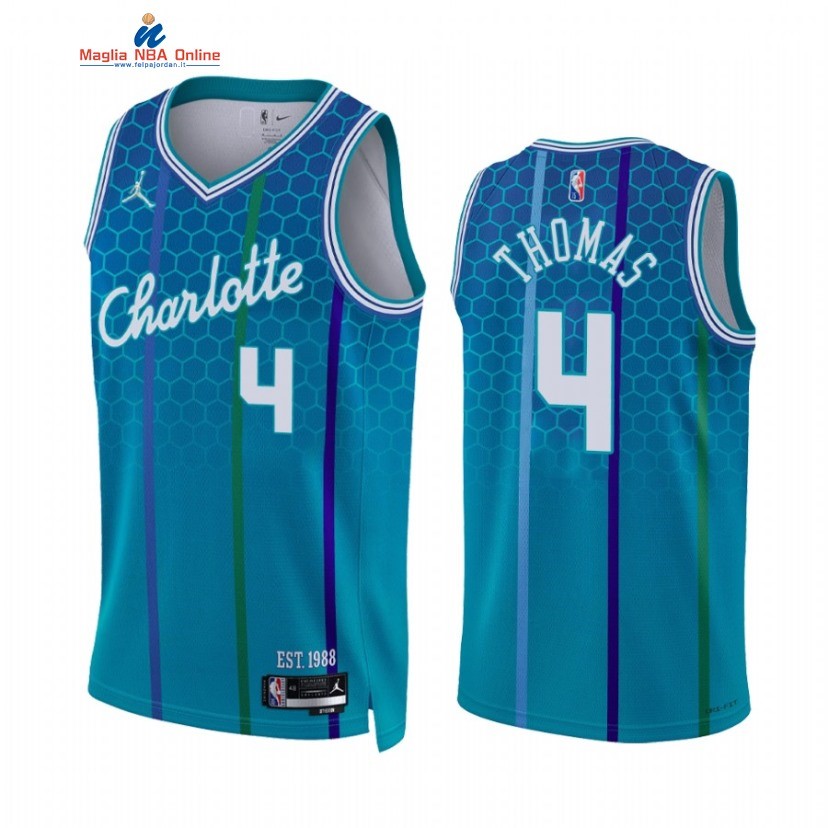 Maglia NBA Jordan Charlotte Hornets #4 Isaiah Thomas 75th Blu Città 2022 Acquista