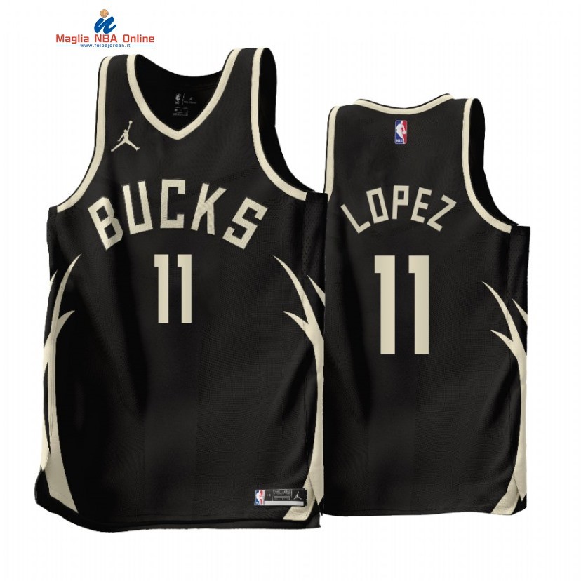 Maglia NBA Jordan Milwaukee Bucks #11 Brook Lopez Nero Statement 2022-23 Acquista