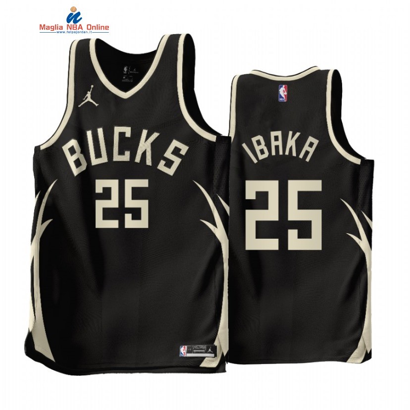 Maglia NBA Jordan Milwaukee Bucks #25 Serge Ibaka Nero Statement 2022-23 Acquista