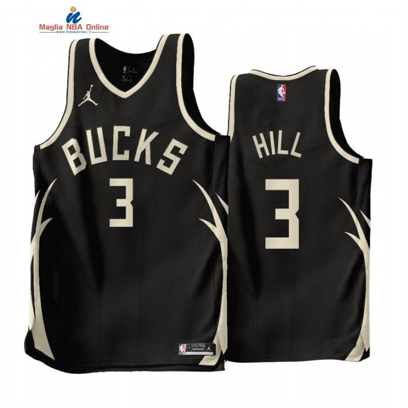 Maglia NBA Jordan Milwaukee Bucks #3 George Hill Nero Statement 2022-23 Acquista