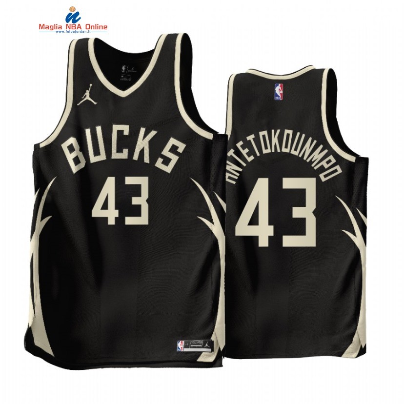 Maglia NBA Jordan Milwaukee Bucks #43 Thanasis Antetokounmpo Nero Statement 2022-23 Acquista