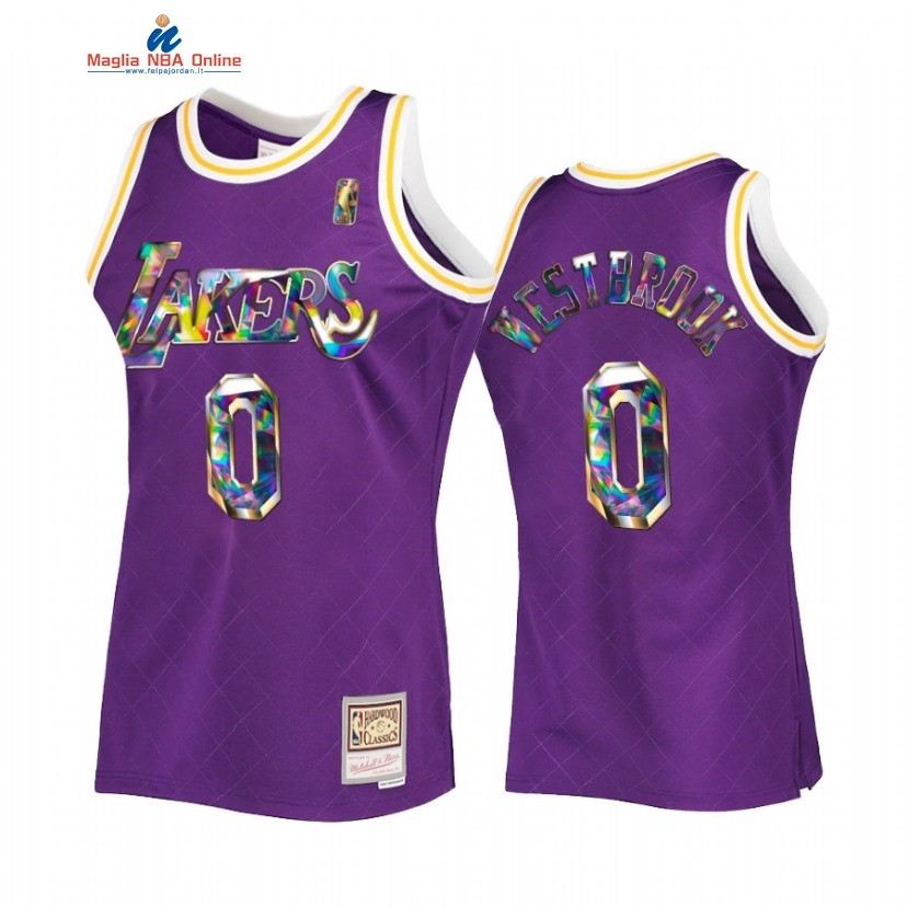 Maglia NBA Los Angeles Lakers #0 Russell Westbrook 75th Diamante Porpora Hardwood Classics 2022 Acquista