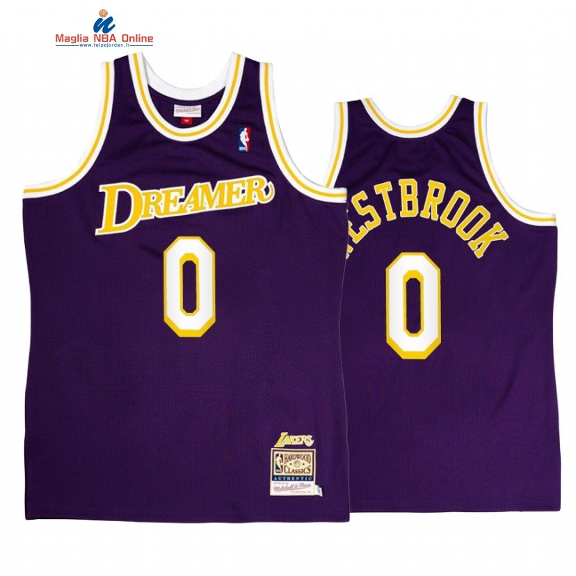 Maglia NBA Los Angeles Lakers #0 Russell Westbrook Porpora Throwback 2022 Acquista