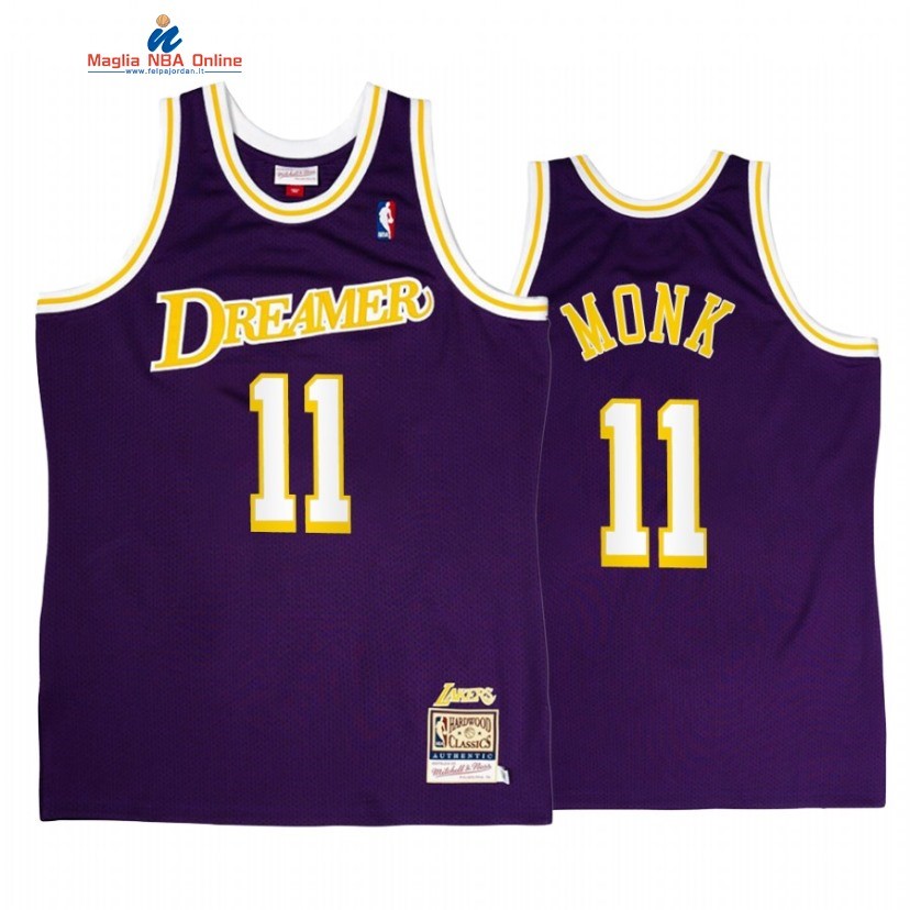 Maglia NBA Los Angeles Lakers #11 Malik Monk Porpora Throwback 2022 Acquista