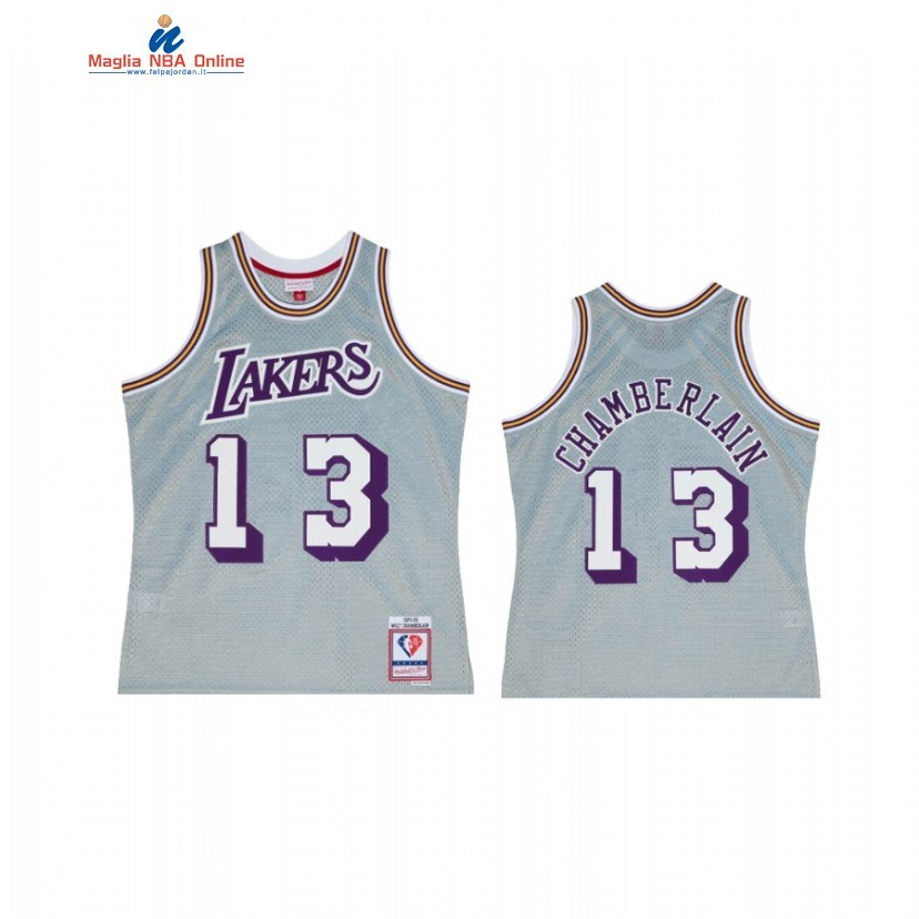 Maglia NBA Los Angeles Lakers #13 Wilt Chamberlain 75th Grigio Hardwood Classics 2022 Acquista