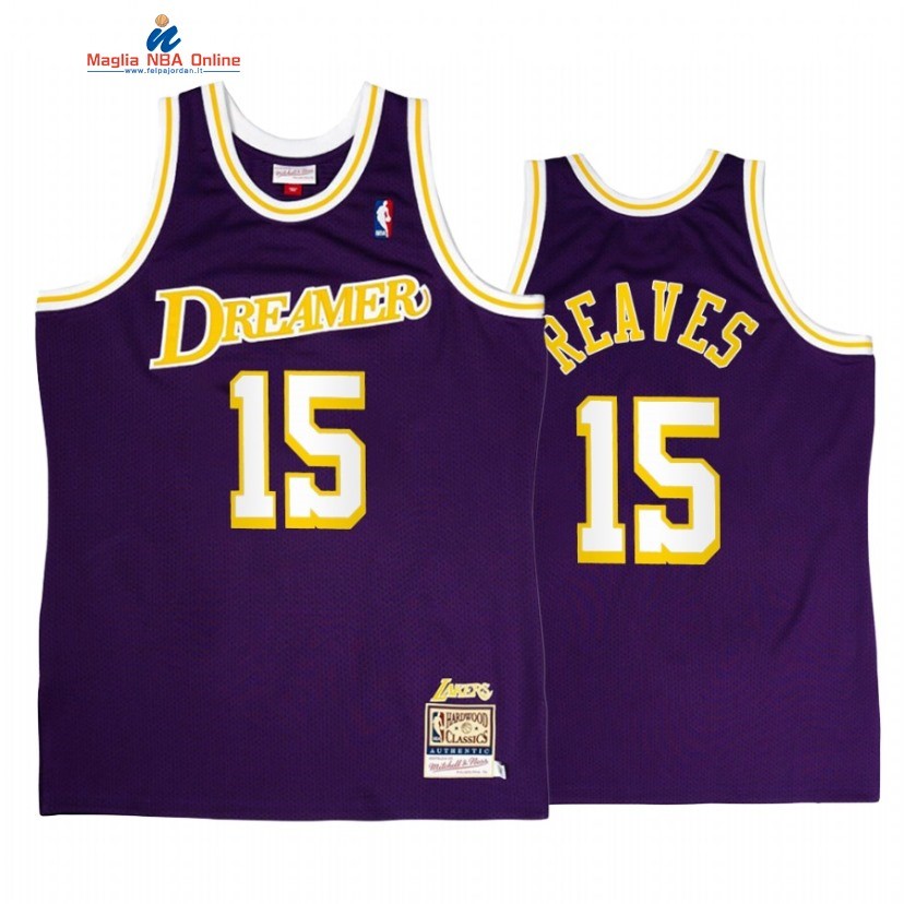 Maglia NBA Los Angeles Lakers #15 Austin Reaves Porpora Throwback 2022 Acquista