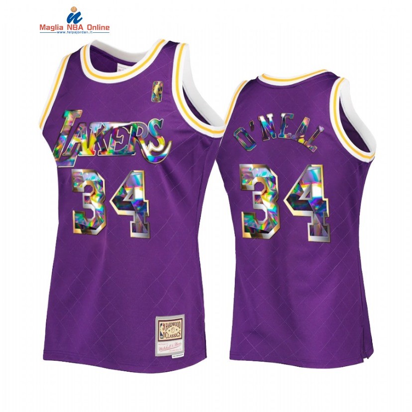Maglia NBA Los Angeles Lakers #34 Shaquille O'Neal 75th Diamante Porpora Hardwood Classics 2022 Acquista