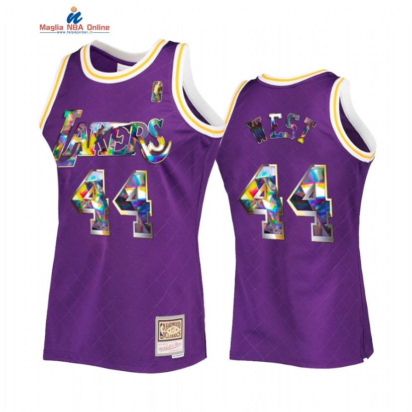 Maglia NBA Los Angeles Lakers #44 Jerry West 75th Diamante Porpora Hardwood Classics 2022 Acquista