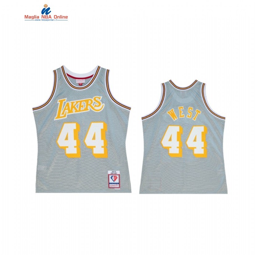 Maglia NBA Los Angeles Lakers #44 Jerry West 75th Grigio Hardwood Classics 2022 Acquista