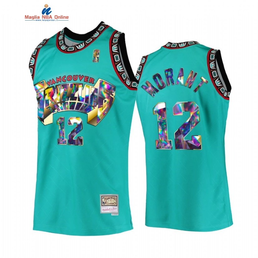 Maglia NBA Memphis Grizzlies #12 Ja Morant 75th Anniversario Teal Hardwood Classics 2022 Acquista