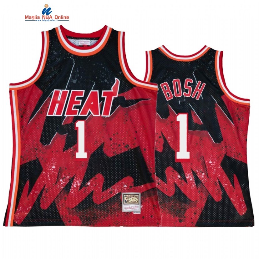 Maglia NBA Miami Heat #1 Chris Bosh Rosso Throwback 2022 Acquista