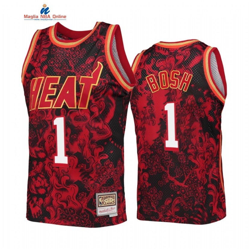 Maglia NBA Miami Heat #1 Chris Bosh X Mitchell Ness Rosso Hardwood Classics 2022 Acquista