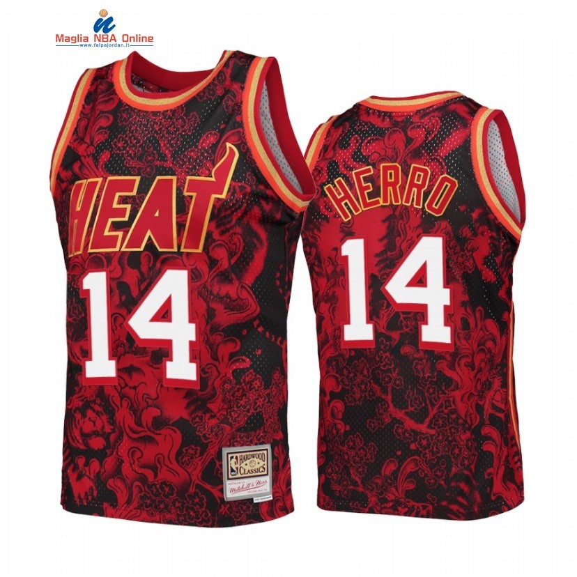 Maglia NBA Miami Heat #14 Tyler Herro X Mitchell Ness Rosso Hardwood Classics 2022 Acquista