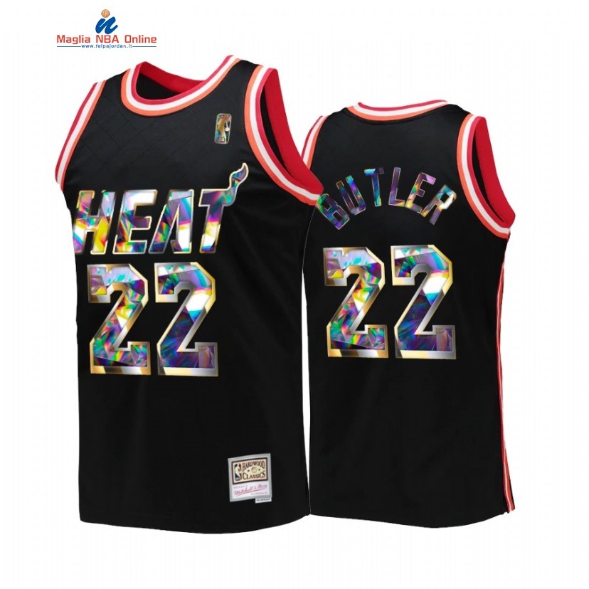Maglia NBA Miami Heat #22 Jimmy Butler 75th Anniversario Nero Throwback 2022 Acquista