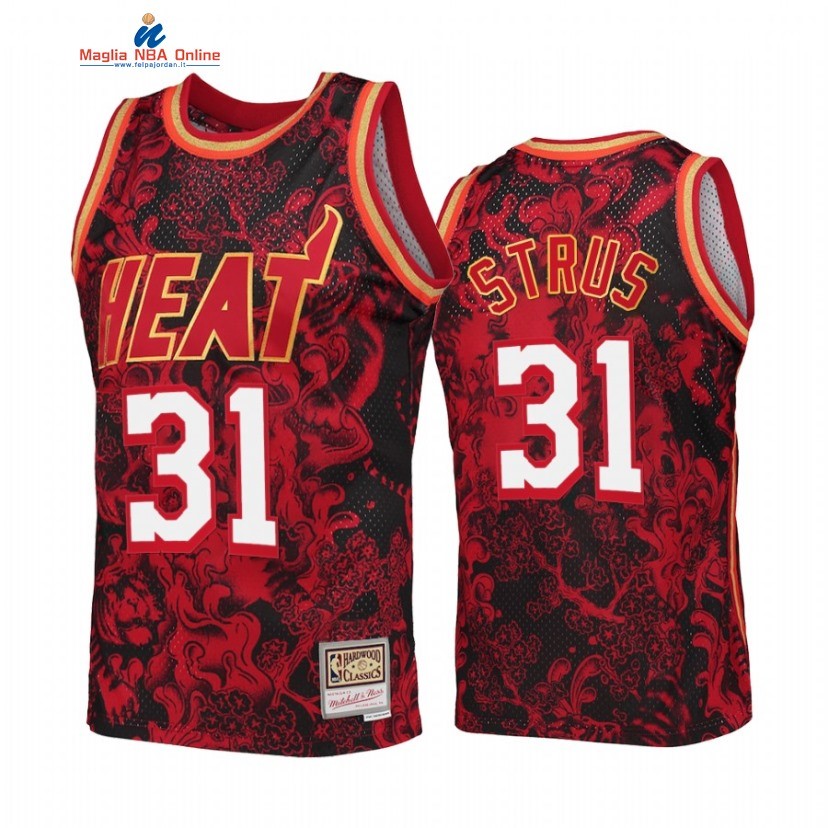 Maglia NBA Miami Heat #31 LeBron James X Mitchell Ness Rosso Hardwood Classics 2022 Acquista