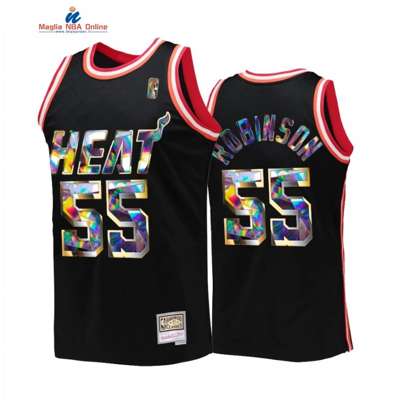 Maglia NBA Miami Heat #55 Duncan Robinson 75th Anniversario Nero Throwback 2022 Acquista