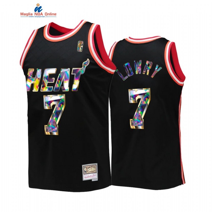 Maglia NBA Miami Heat #7 Kyle Lowry 75th Anniversario Nero Throwback 2022 Acquista