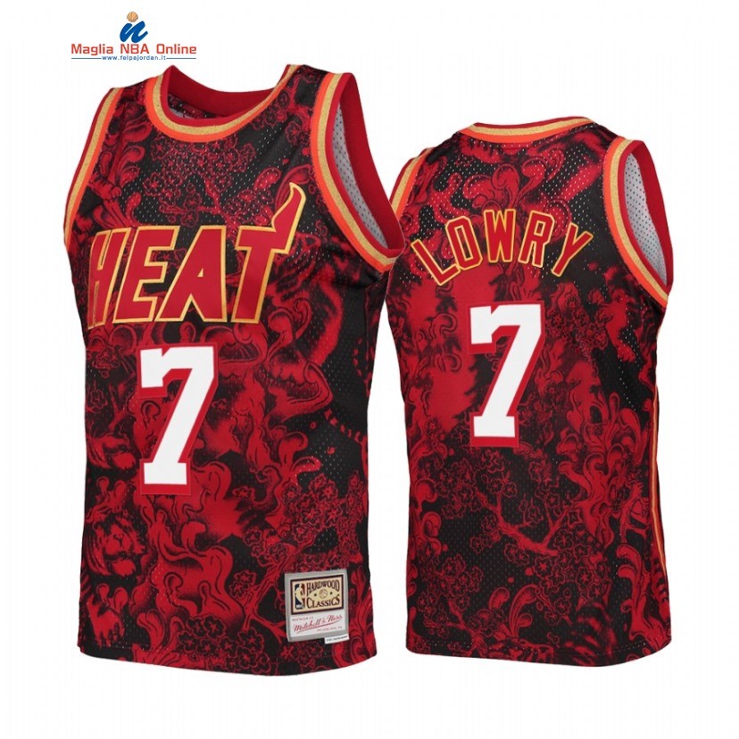 Maglia NBA Miami Heat #7 Kyle Lowry X Mitchell Ness Rosso Hardwood Classics 2022 Acquista