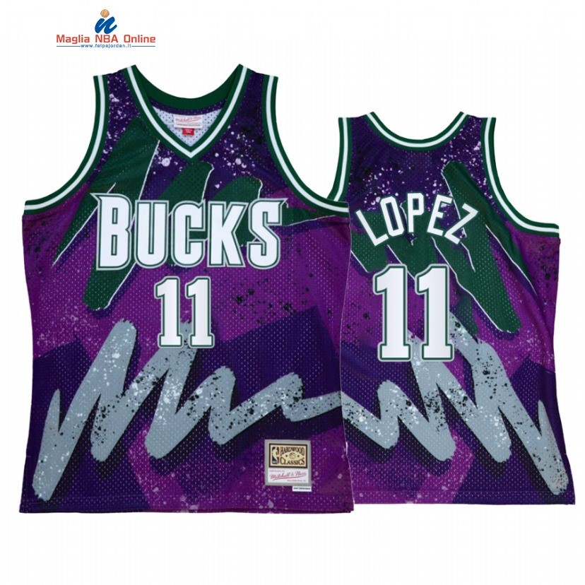 Maglia NBA Milwaukee Bucks #11 Brook Lopez Porpora Throwback 2022 Acquista