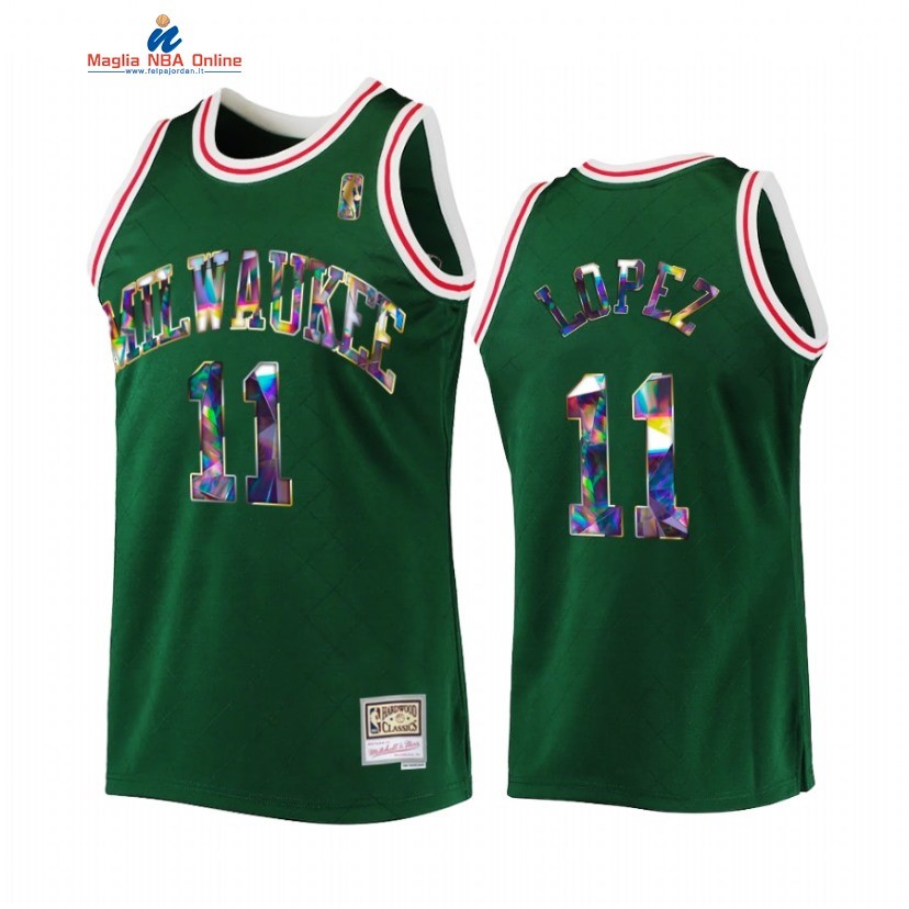 Maglia NBA Milwaukee Bucks #11 Brook Lopez Verde Throwback 2022 Acquista