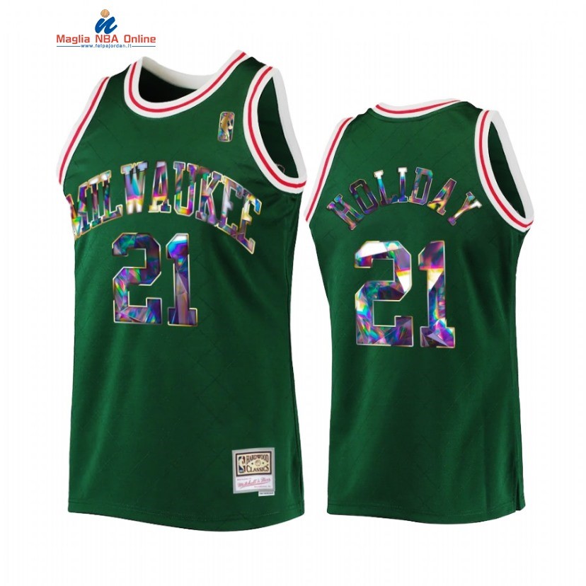 Maglia NBA Milwaukee Bucks #21 Jrue Holiday Verde Throwback 2022 Acquista