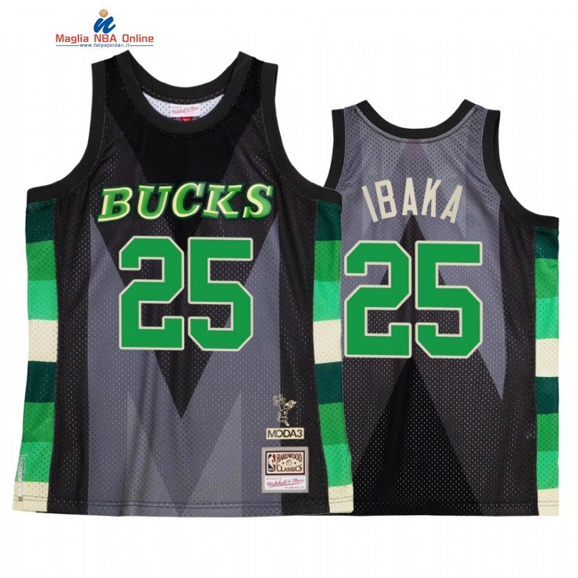 Maglia NBA Milwaukee Bucks #25 Serge Ibaka Verde Hardwood Classics 2022-23 Acquista