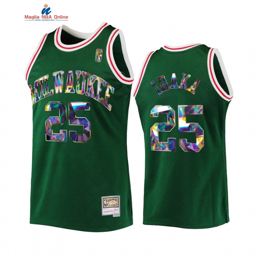 Maglia NBA Milwaukee Bucks #25 Serge Ibaka Verde Throwback 2022 Acquista