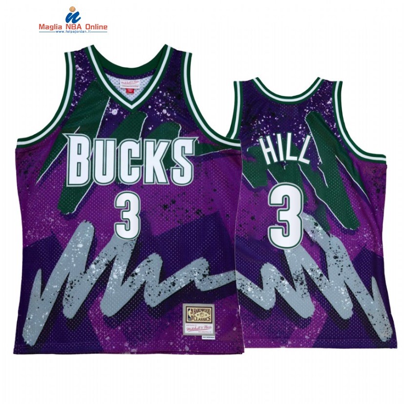 Maglia NBA Milwaukee Bucks #3 George Hill Porpora Throwback 2022 Acquista