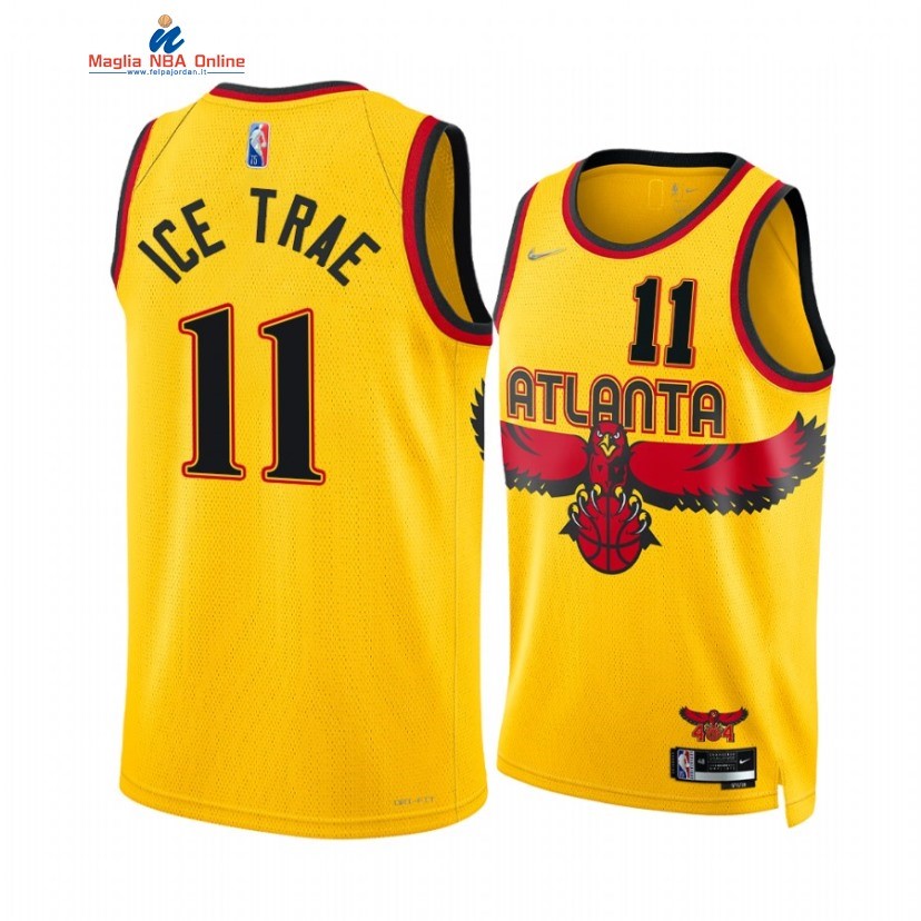 Maglia NBA Nike Atlanta Hawks #11 Trae Young Ice Trae 75th Diamond Oro Città 2021-22 Acquista