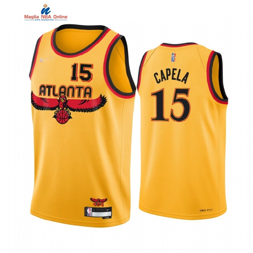 Maglia NBA Nike Atlanta Hawks #15 Clint Capela 75th Diamond Oro Città 2021-22 Acquista