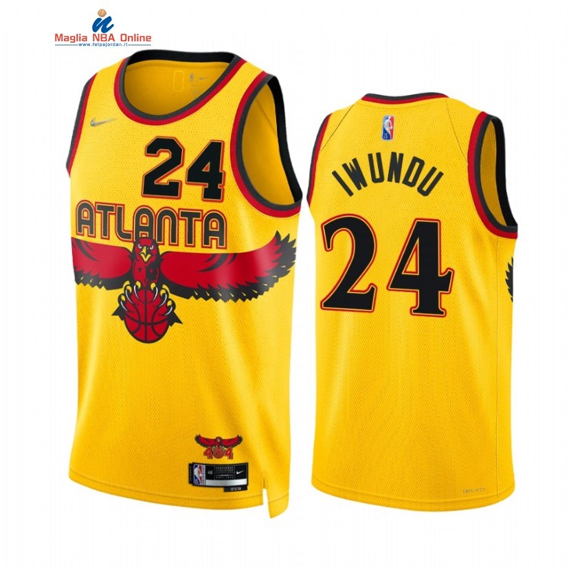 Maglia NBA Nike Atlanta Hawks #24 Wes Iwundu 75th Diamond Oro Città 2021-22 Acquista