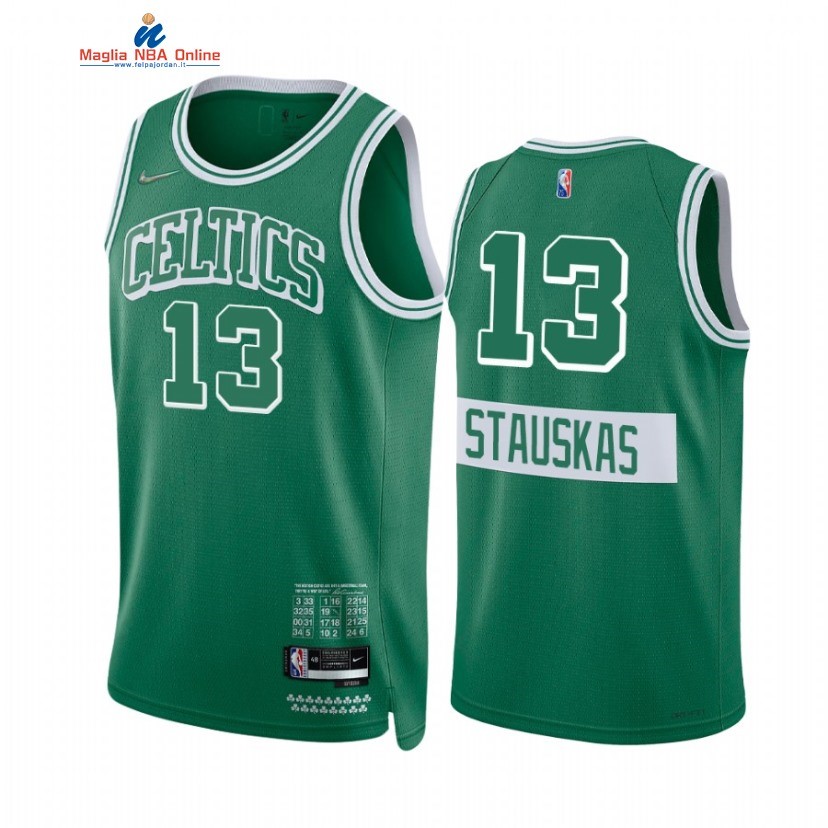 Maglia NBA Nike Boston Celtics #13 Nik Stauskas Verde 75th Diamante Città 2021-22 Acquista