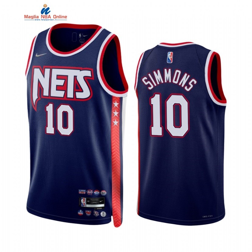 Maglia NBA Nike Brooklyn Nets #10 Ben Simmons 75th Marino Città 2022 Acquista