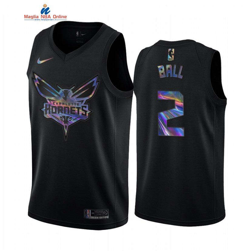 Maglia NBA Nike Charlotte Hornets #2 LaMelo Ball Iridescent Holographic Nero Limited 2022 Acquista