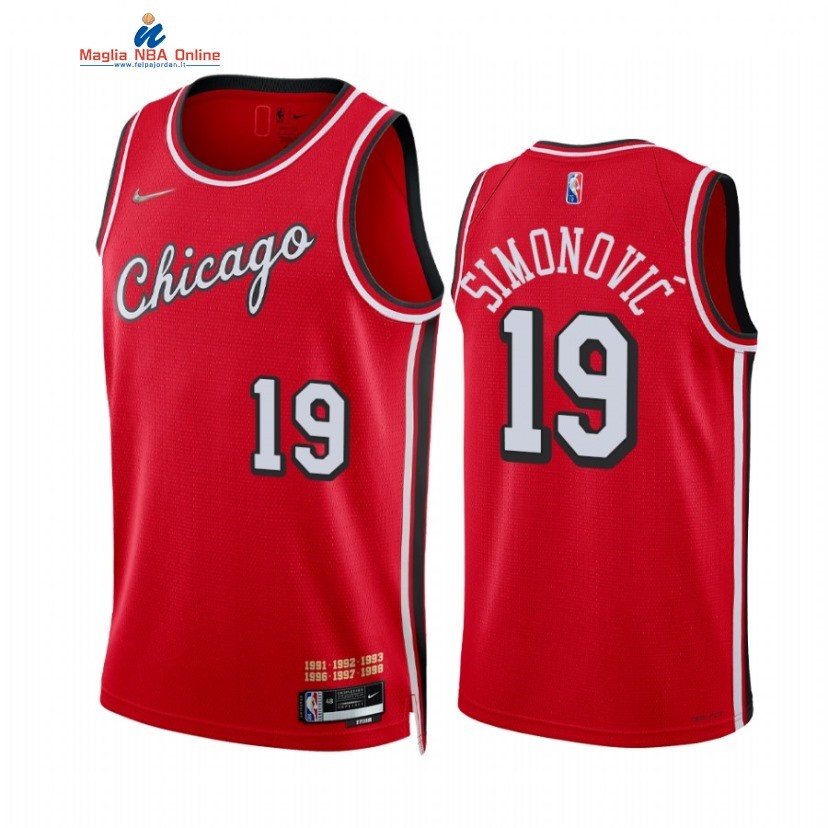 Maglia NBA Nike Chicago Bulls #19 Marko Simonović 75th Season Diamante Rosso Città 2021-22 Acquista