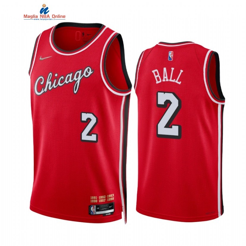 Maglia NBA Nike Chicago Bulls #2 Lonzo Ball 75th Season Diamante Rosso Città 2021-22 Acquista