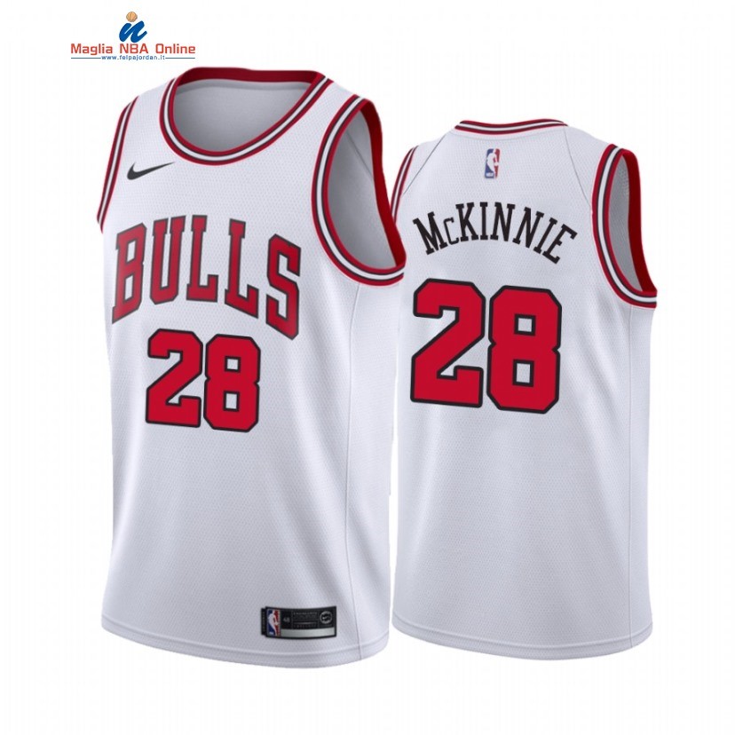 Maglia NBA Nike Chicago Bulls #28 Alfonzo McKinnie Chicago Bianco Association 2021-22 Acquista