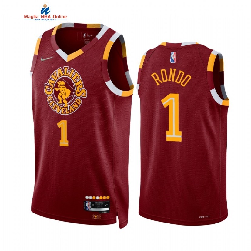 Maglia NBA Nike Cleveland Cavaliers #1 Rajon Rondo 75th Season Diamante Rosso Città 2021-22 Acquista