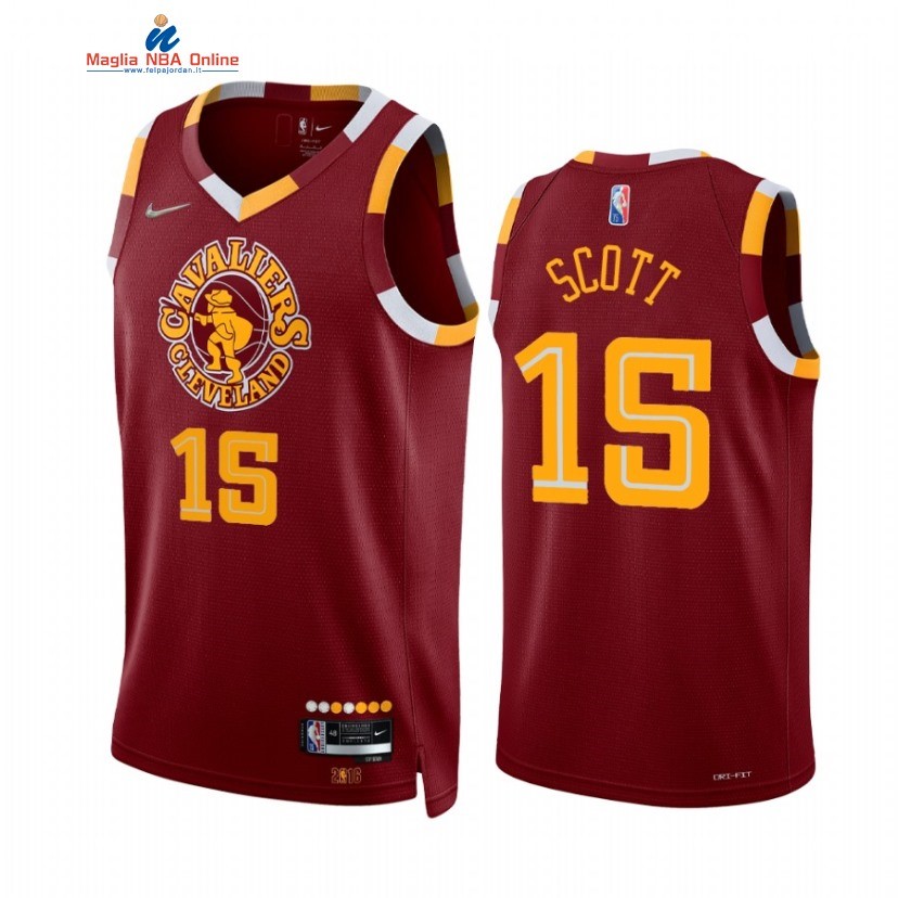 Maglia NBA Nike Cleveland Cavaliers #15 Tre Scott 75th Season Diamante Rosso Città 2021-22 Acquista