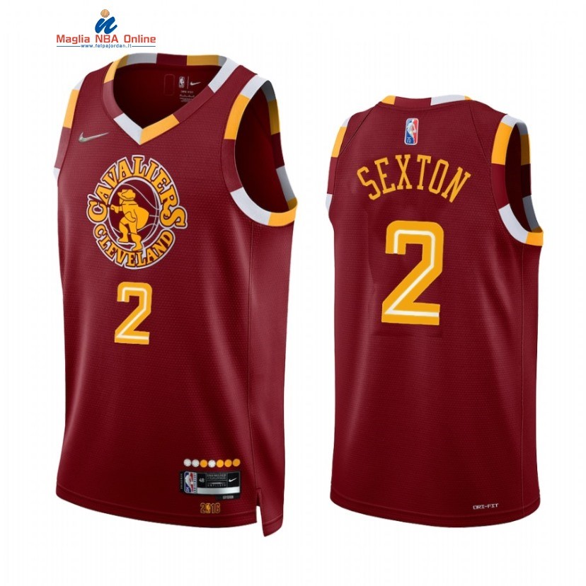 Maglia NBA Nike Cleveland Cavaliers #2 Collin Sexton 75th Season Diamante Rosso Città 2021-22 Acquista